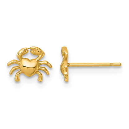 14K Yellow Gold Polished Crab Post Earrings