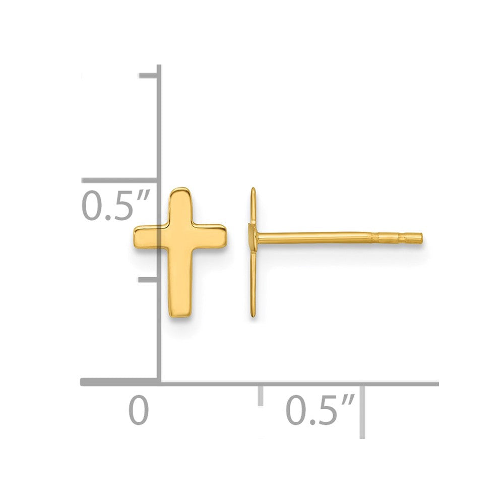 14K Yellow Gold Polished Cross Post Earrings