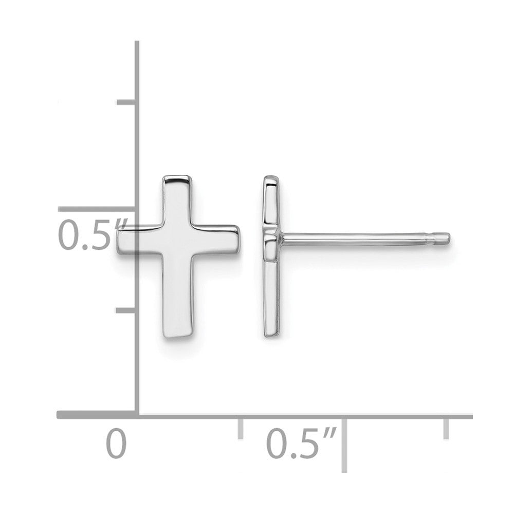 14K White Gold White Polished Cross Post Earrings
