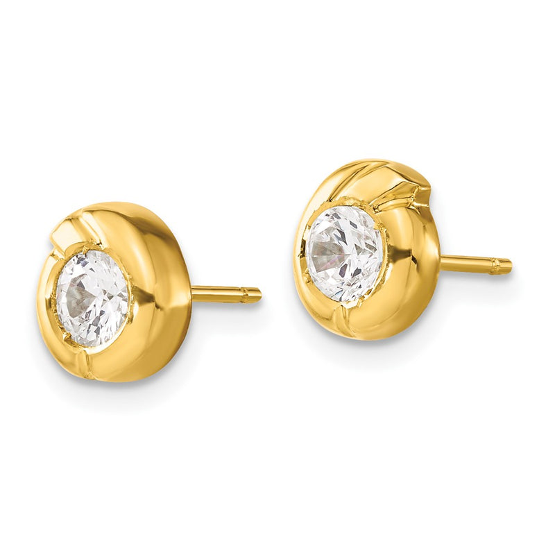14K Yellow Gold Polished Fancy CZ Post Earrings