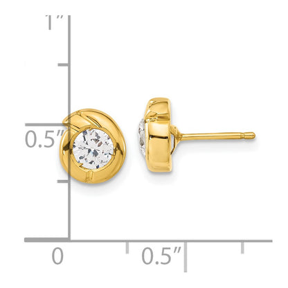 14K Yellow Gold Polished Fancy CZ Post Earrings