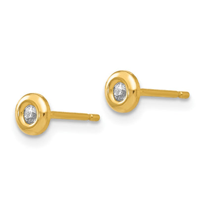 14K Yellow Gold Polished CZ Earrings