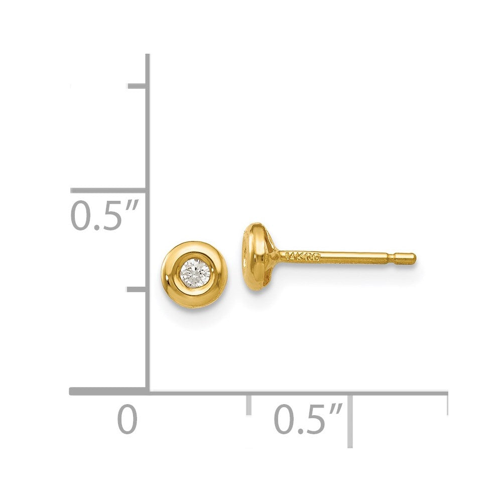 14K Yellow Gold Polished CZ Earrings