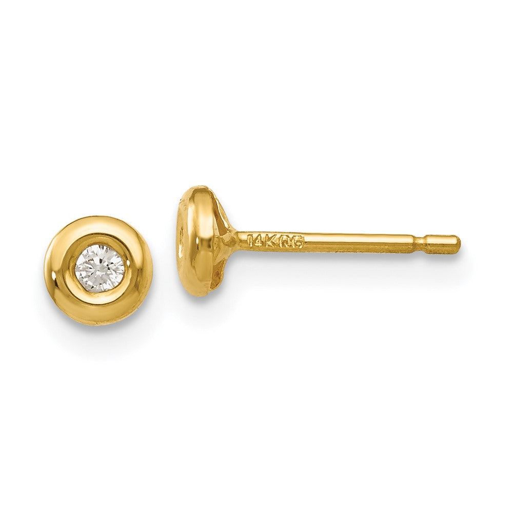 14K Yellow Gold Polished CZ Earrings