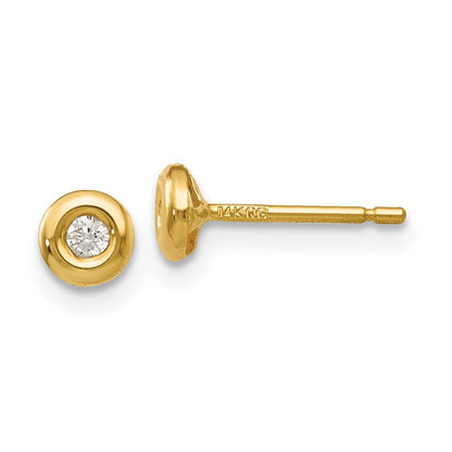 14K Yellow Gold Polished CZ Earrings