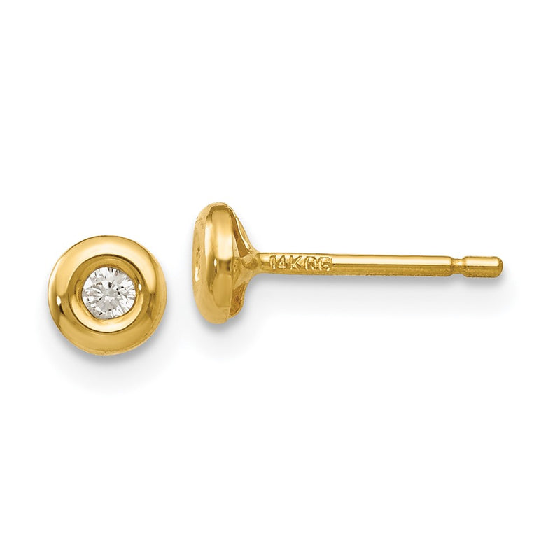 14K Yellow Gold Polished CZ Earrings