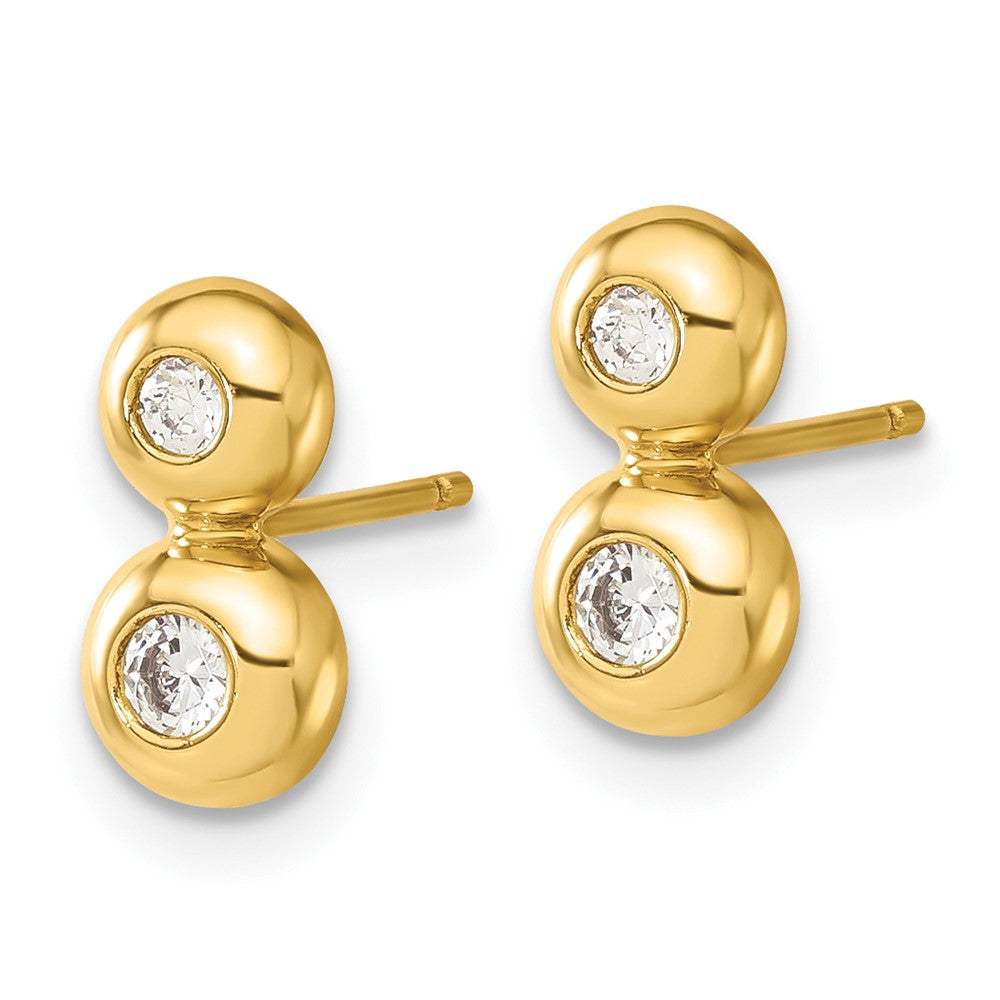 14K Yellow Gold Polished CZ Post Earrings
