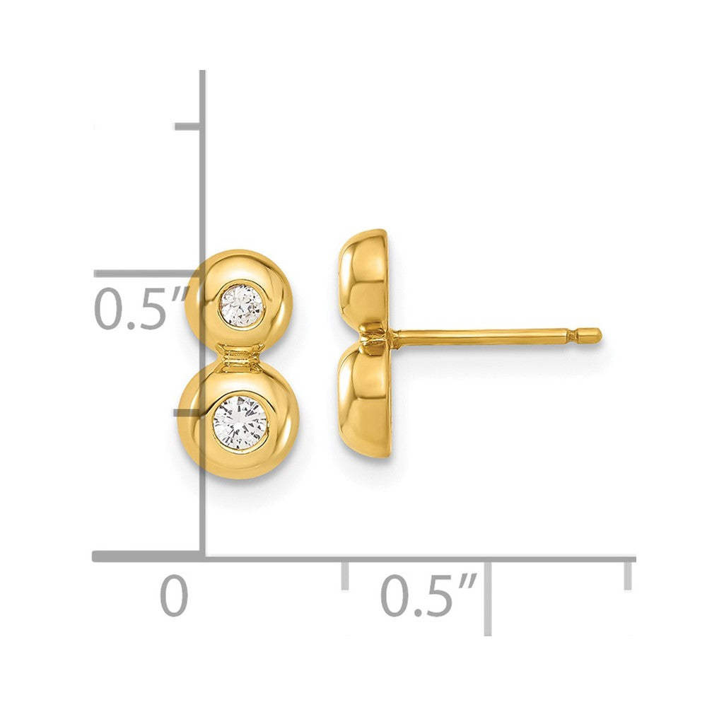 14K Yellow Gold Polished CZ Post Earrings