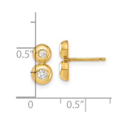 14K Yellow Gold Polished CZ Post Earrings