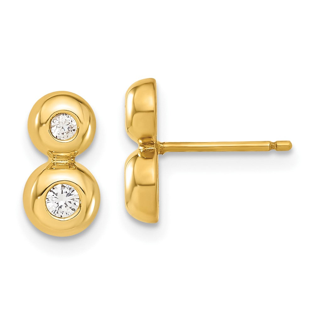 14K Yellow Gold Polished CZ Post Earrings