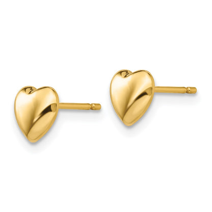 14K Yellow Gold Polished Heart Post Stud Earrings