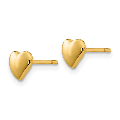 14K Yellow Gold Heart Earrings
