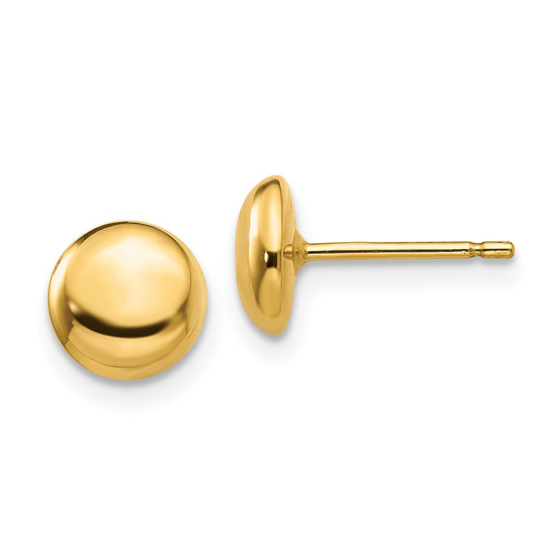 14K Yellow Gold Polished Half Ball Post Ear