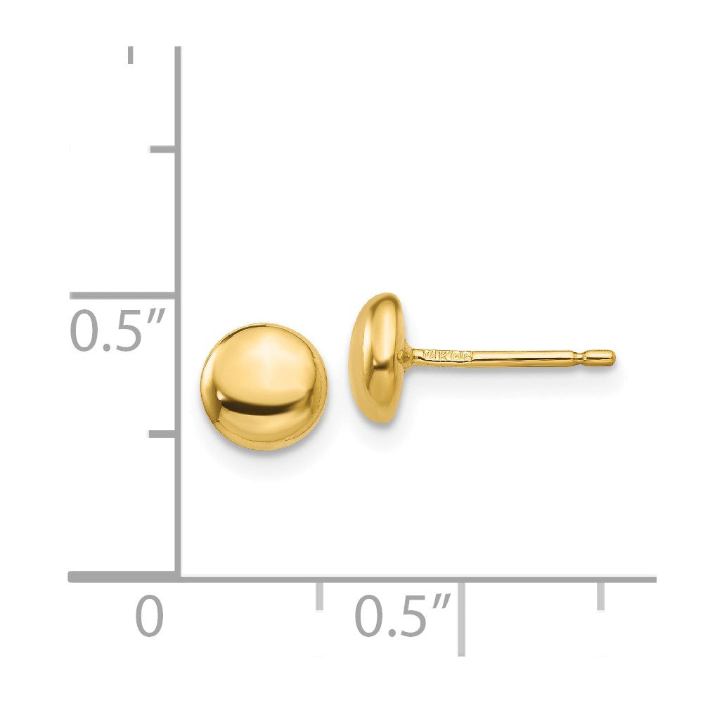14K Yellow Gold Polished Button Post Ear