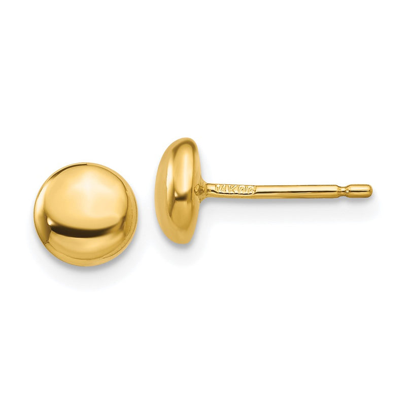 14K Yellow Gold Polished Button Post Ear