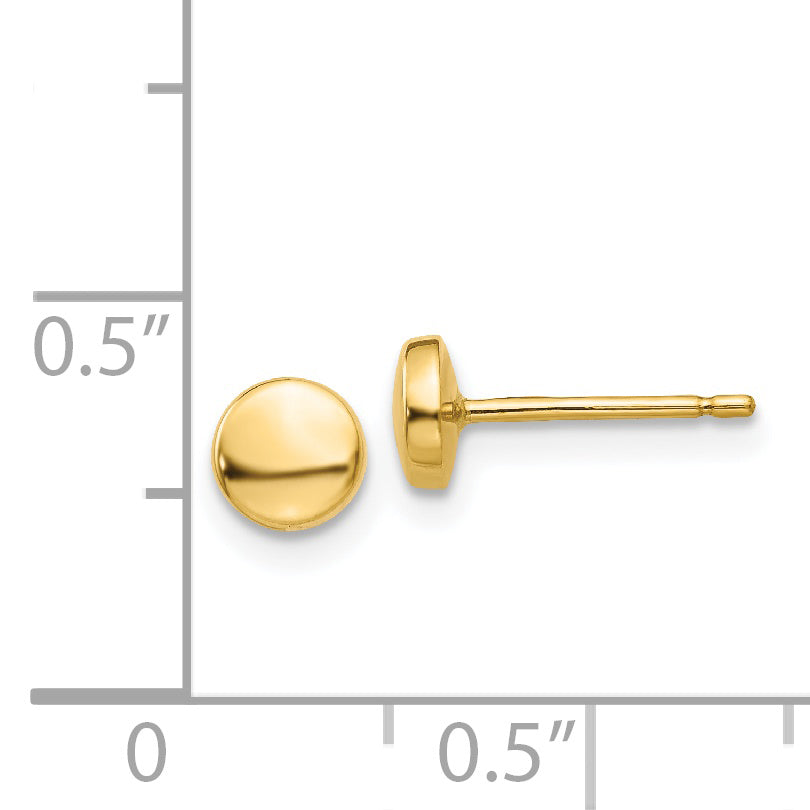 14K Yellow Gold Polished Half Ball Post Earrings
