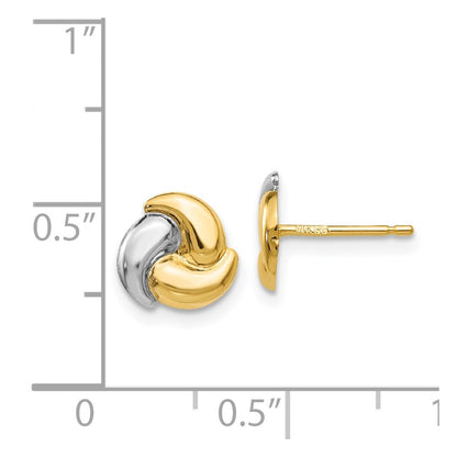 14K Yellow & Rhodium Polished & Rhodium Fancy Post Earrings