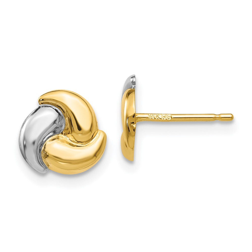 14K Yellow & Rhodium Polished & Rhodium Fancy Post Earrings