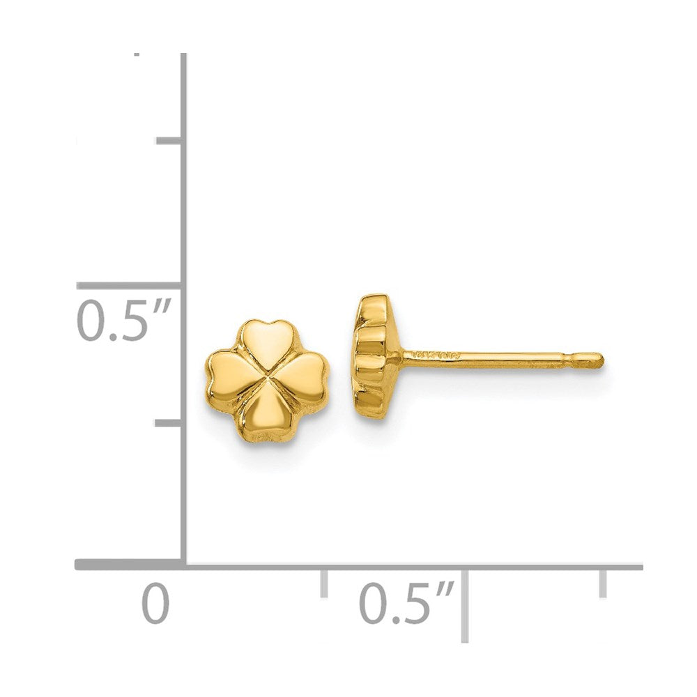14K Yellow Gold Polished 4-Leaf Clover Post Earrings