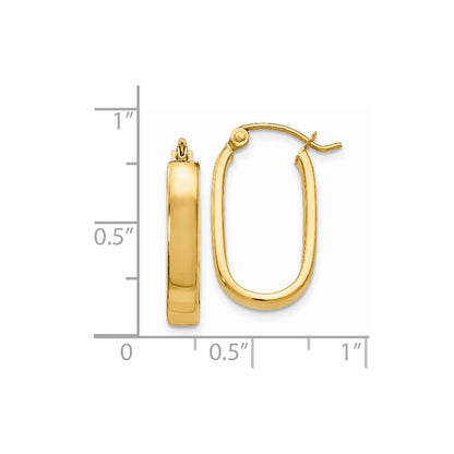 14K Yellow Gold Polished 3.5mm Oval Hoop Earrings