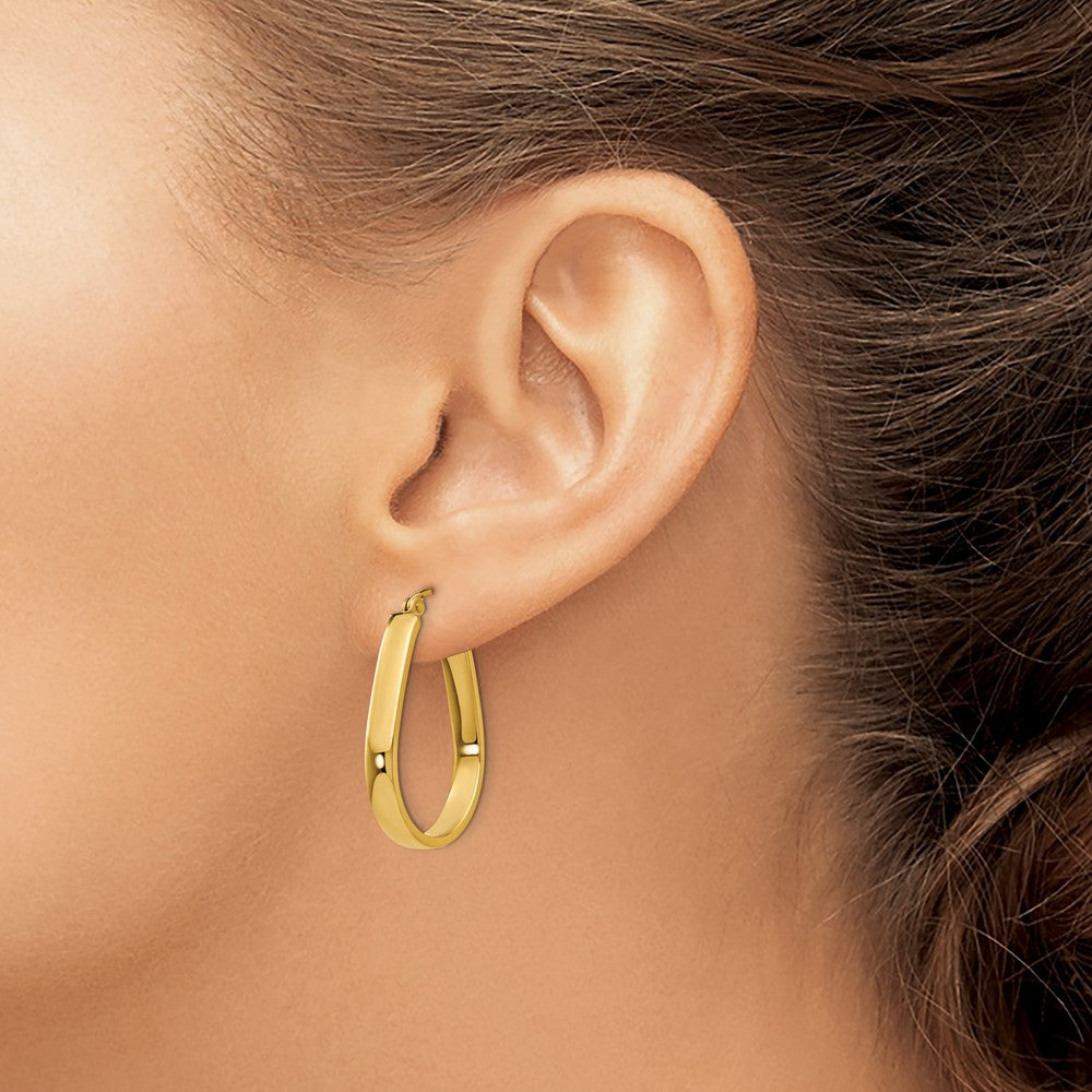 14K Yellow Gold Polished 3.5mm Oval Hoop Earrings