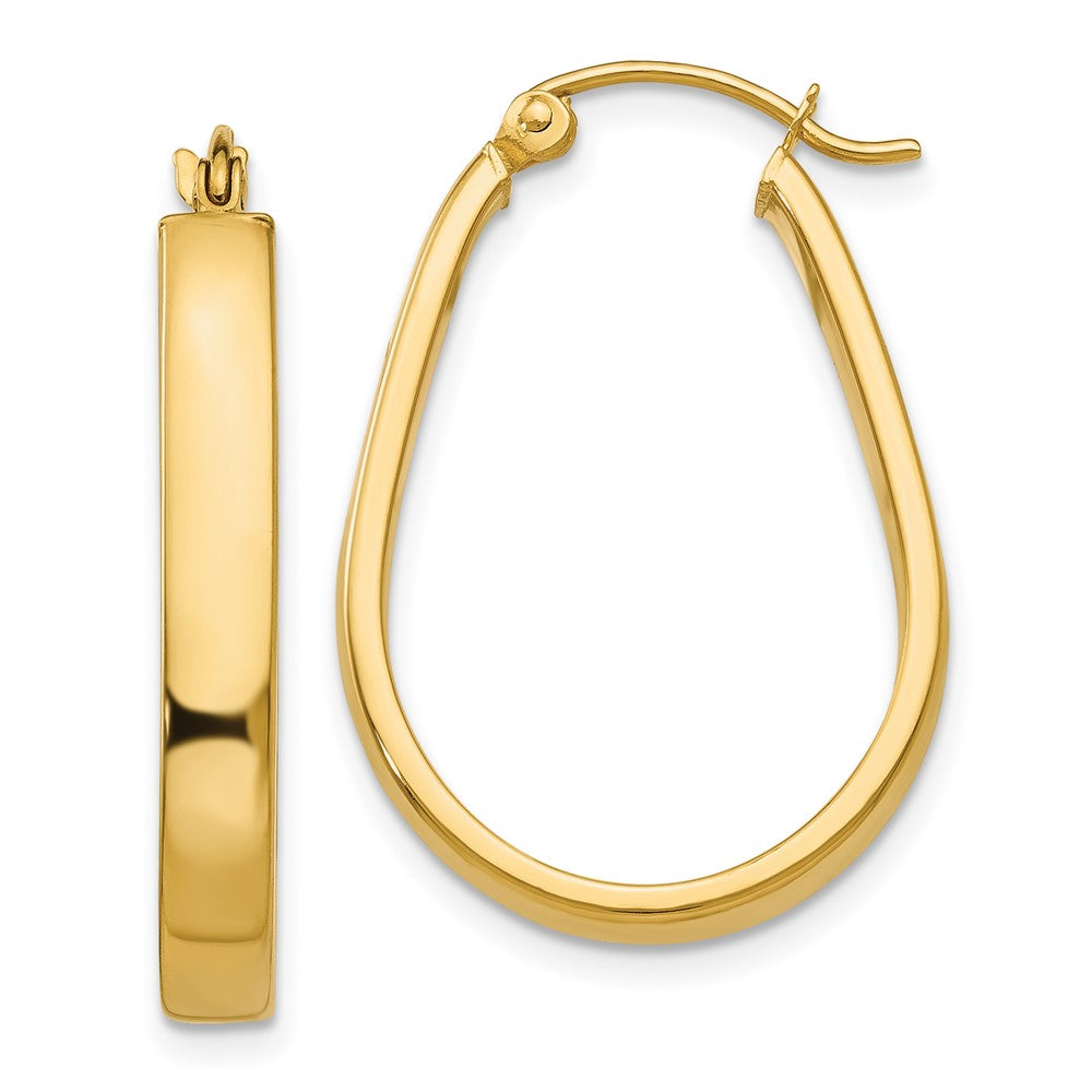 14K Yellow Gold Polished 3.5mm Oval Hoop Earrings