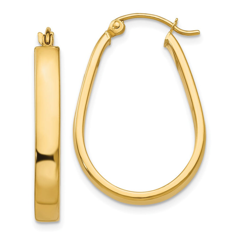 14K Yellow Gold Polished 3.5mm Oval Hoop Earrings