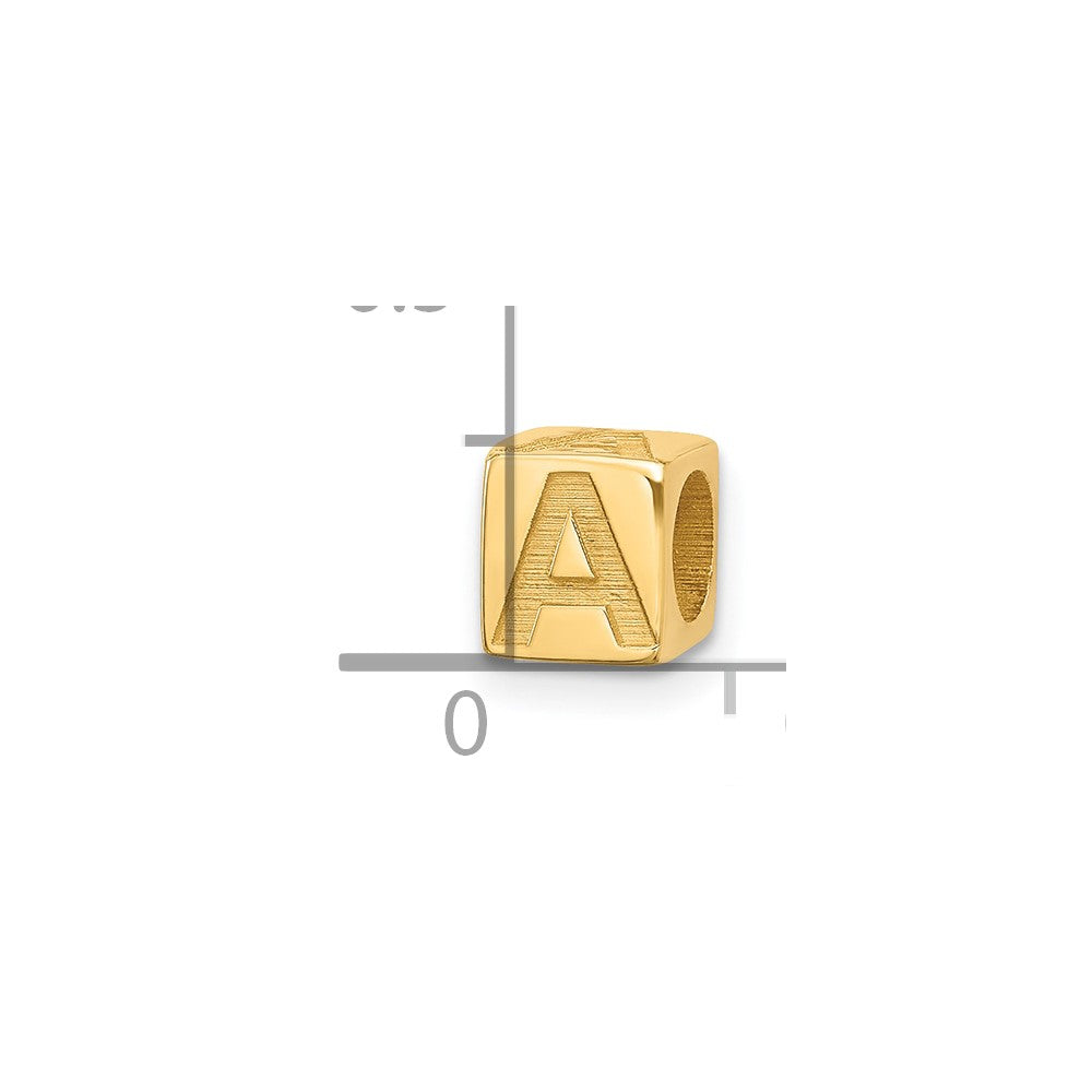 14K Yellow Gold Alphabet Bead Letter a