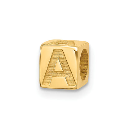 14K Yellow Gold Alphabet Bead Letter a