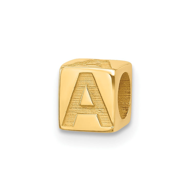 14K Yellow Gold Alphabet Bead Letter a