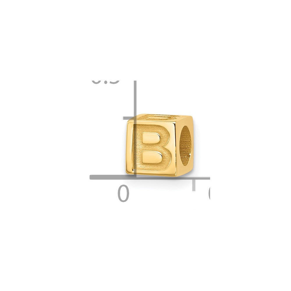 14K Yellow Gold Alphabet Bead Letter B