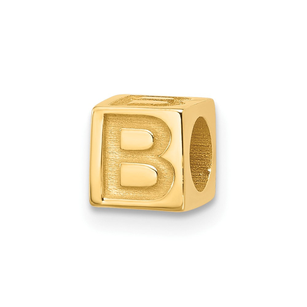 14K Yellow Gold Alphabet Bead Letter B