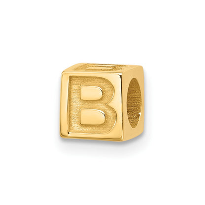 14K Yellow Gold Alphabet Bead Letter B