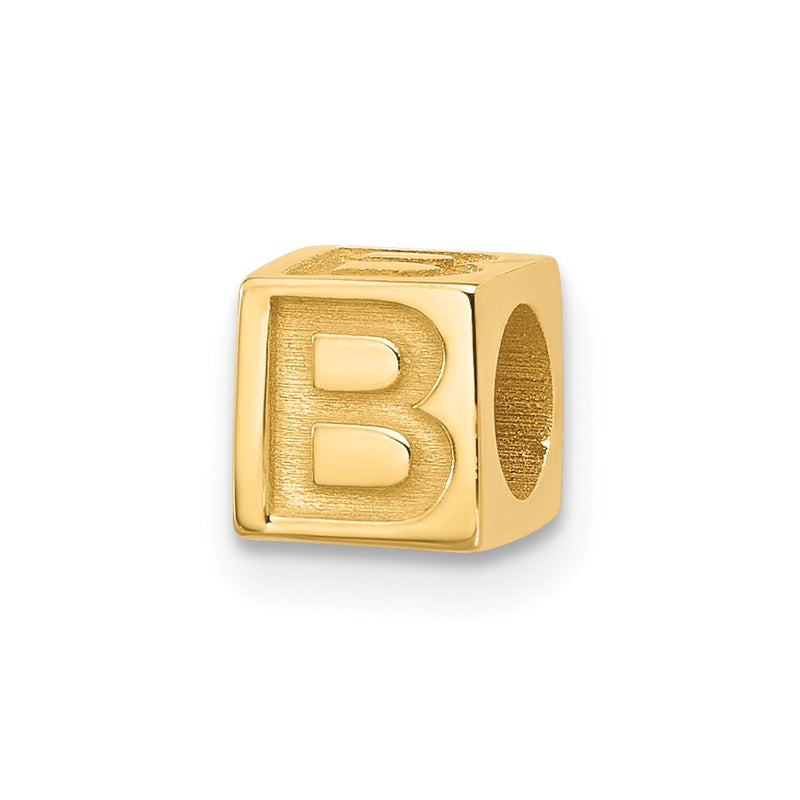 14K Yellow Gold Alphabet Bead Letter B