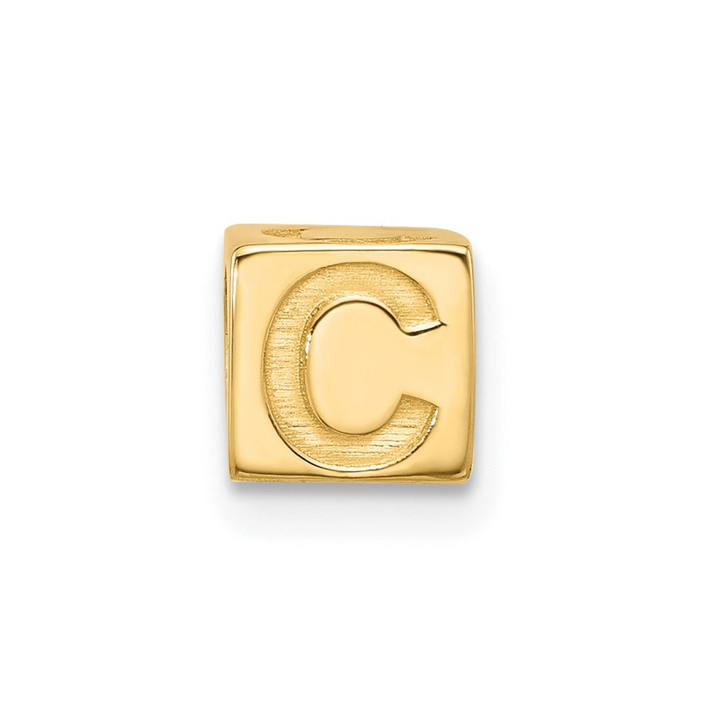 14K Yellow Gold Alphabet Bead Letter C
