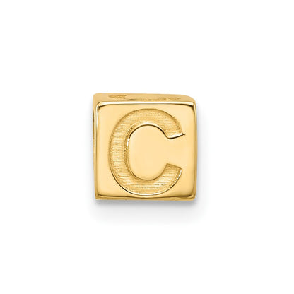 14K Yellow Gold Alphabet Bead Letter C