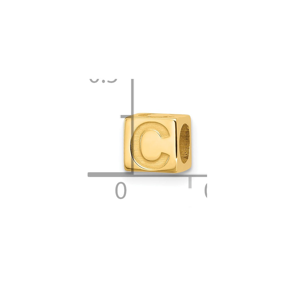 14K Yellow Gold Alphabet Bead Letter C