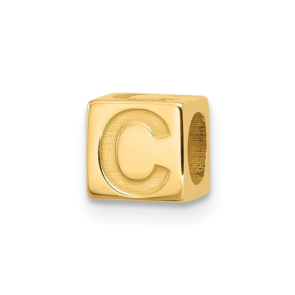 14K Yellow Gold Alphabet Bead Letter C