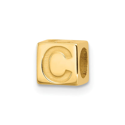 14K Yellow Gold Alphabet Bead Letter C
