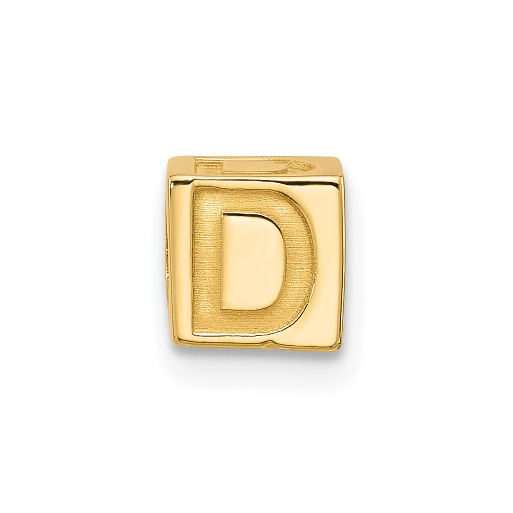 14K Yellow Gold Alphabet Bead Letter D