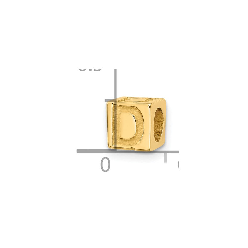 14K Yellow Gold Alphabet Bead Letter D