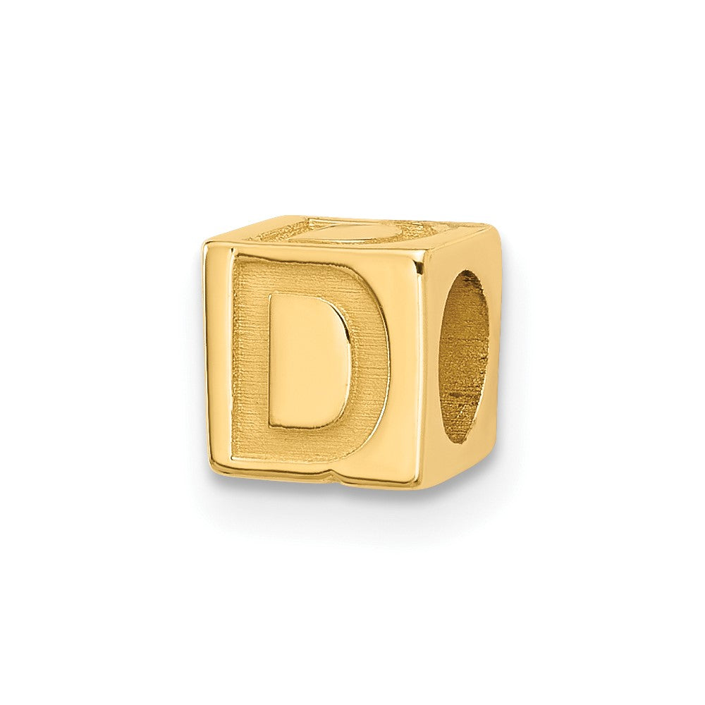 14K Yellow Gold Alphabet Bead Letter D