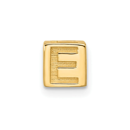 14K Yellow Gold Alphabet Bead Letter E