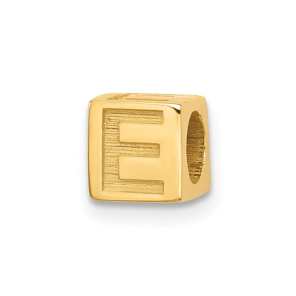 14K Yellow Gold Alphabet Bead Letter E