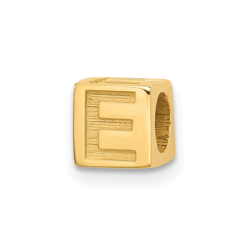 14K Yellow Gold Alphabet Bead Letter E