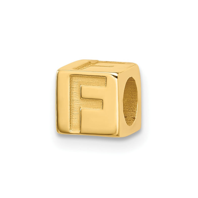 14K Yellow Gold Alphabet Bead Letter F