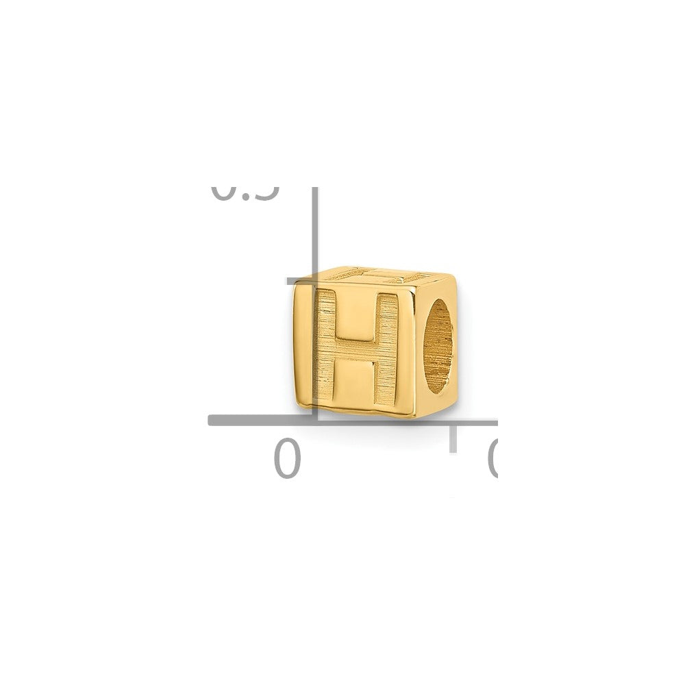 14K Yellow Gold Alphabet Bead Letter H