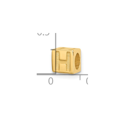 14K Yellow Gold Alphabet Bead Letter H