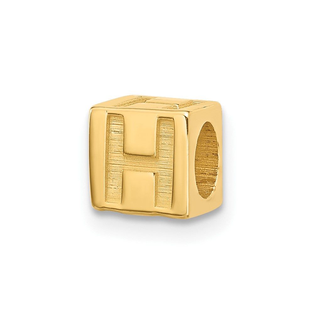 14K Yellow Gold Alphabet Bead Letter H