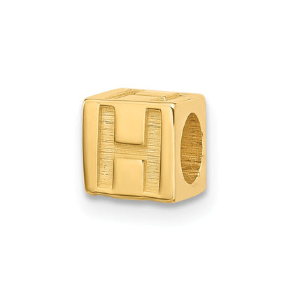 14K Yellow Gold Alphabet Bead Letter H